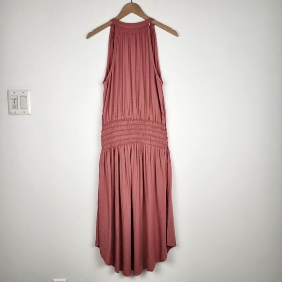 Anthropologie Dress ASTR The Label Midi Dress Sleeveless Smocked Dusty Rose M - Picture 5 of 14